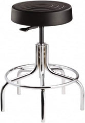 Bevco - 14 Inch Wide x 14-1/2 Inch Deep x 30 Inch High, Tubular Chrome Base, Adjustable Height Swivel Stool - Polyurethane Seat, Black - Caliber Tooling