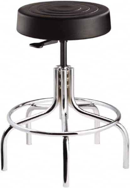 Bevco - 14 Inch Wide x 14-1/2 Inch Deep x 25 Inch High, Tubular Chrome Base, Adjustable Height Swivel Stool - Polyurethane Seat, Black - Caliber Tooling