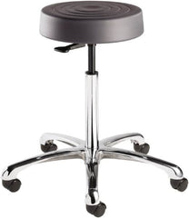 Bevco - 14 Inch Wide x 14-1/2 Inch Deep x 33 Inch High, Polished Aluminum Base, Adjustable Height Swivel Stool - Polyurethane Seat, Graphite - Caliber Tooling