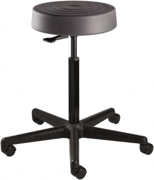 Bevco - 14 Inch Wide x 14-1/2 Inch Deep x 34 Inch High, Reinforced Black Nylon Base, Adjustable Height Swivel Stool - Polyurethane Seat, Graphite - Caliber Tooling