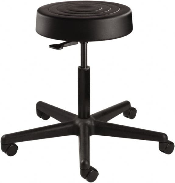 Bevco - 14 Inch Wide x 14-1/2 Inch Deep x 22-1/2 Inch High, Reinforced Black Nylon Base, Adjustable Height Swivel Stool - Polyurethane Seat, Black - Caliber Tooling