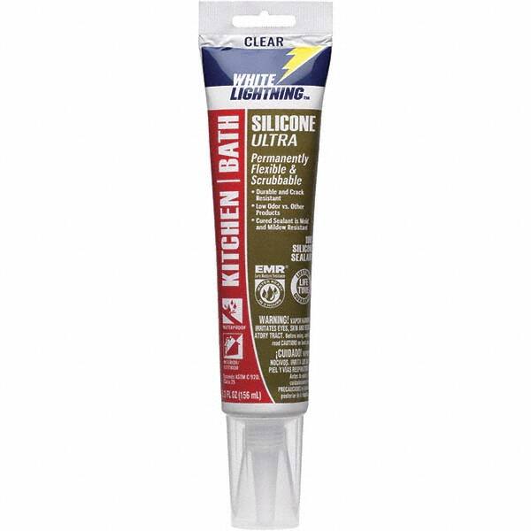 White Lightning - 5.3 oz Tube Clear Silicone Sealant - -80 to 450°F Operating Temp, 30 min Tack Free Dry Time, 24 hr Full Cure Time - Caliber Tooling