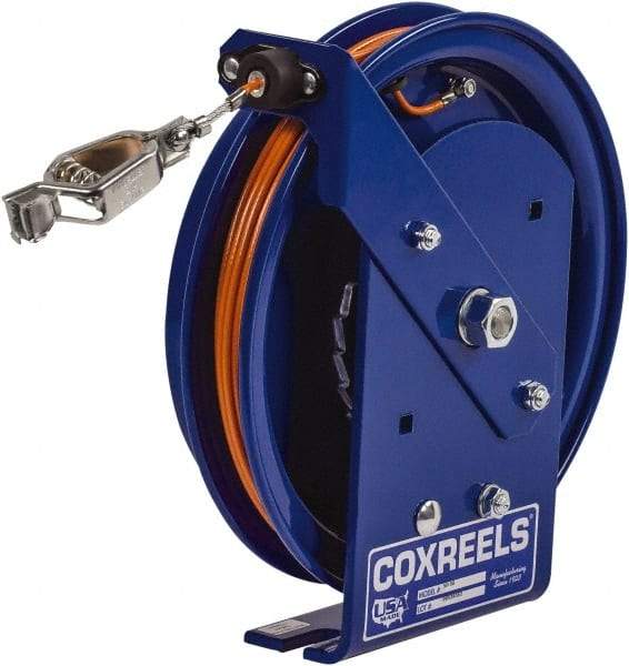 CoxReels - 5/32 Inch x 50 Ft. Stranded Cable Grounding Reel - Spring Driven Reel, Galvanized Steel Cable - Caliber Tooling