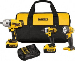 DeWALT - 20 Volt Cordless Tool Combination Kit - Includes 1/2" Impact Wrench, 3/8" Impact Driver & LED Worklight, Lithium-Ion Battery Included - Caliber Tooling