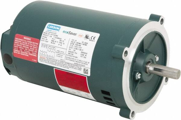 Leeson - 1/3 Max hp, 1,800 Max RPM, Premium Efficient Electric AC DC Motor - 230/460 V Input, Three Phase, S56C Frame, C-Face Mount, ODP Enclosure - Caliber Tooling