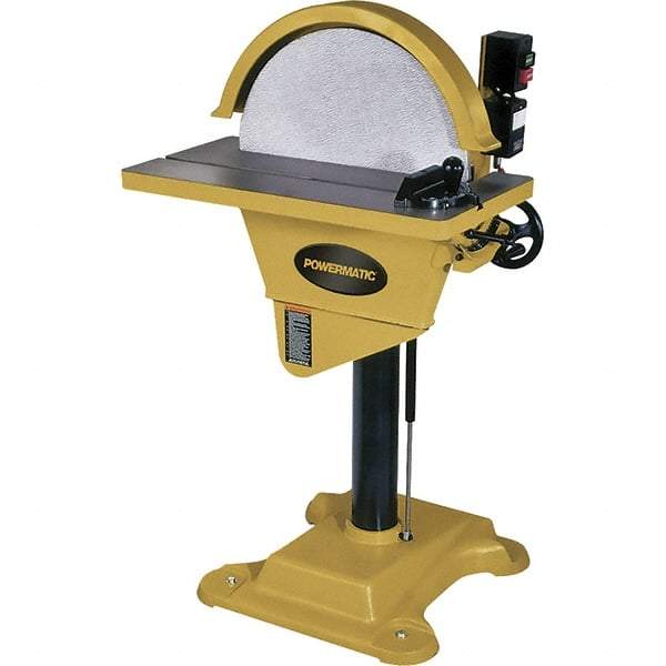 Jet - 20" Diam, 1,720 RPM, Single Phase Disc Sanding Machines - 10-1/2" Long Table x 27-1/2" Table Width, - Caliber Tooling