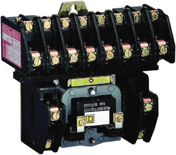 Square D - No Enclosure, 10 Pole, Electrically Held Lighting Contactor - 20 A (Tungsten), 30 A (Fluorescent), 220 VAC at 50 Hz, 240 VAC at 60 Hz, 10NO Contact Configuration - Caliber Tooling