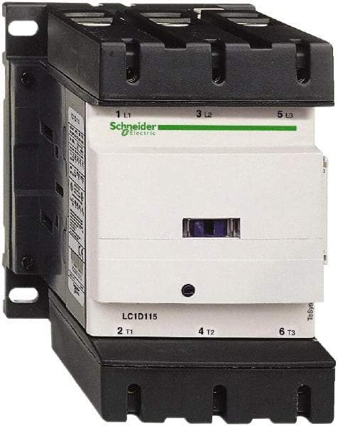 Schneider Electric - 3 Pole, 24 Coil VDC, 115 Amp at 440 VAC, Nonreversible IEC Contactor - Bureau Veritas, CCC, CSA, CSA C22.2 No. 14, DNV, EN/IEC 60947-4-1, EN/IEC 60947-5-1, GL, GOST, LROS, RINA, RoHS Compliant, UL 508, UL Listed - Caliber Tooling