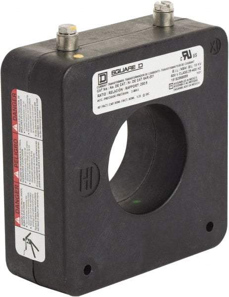 Square D - 200 Amp AC Input, 5 Amp AC Output, Panel Meter Donut Current Transformer - Screw Terminal - Caliber Tooling