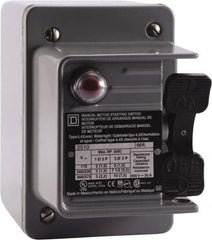 Square D - 2 Poles, 30 Amp, NEMA, Enclosed Toggle Manual Motor Starter - 1 hp at 90 VDC, 1-1/2 hp at 230 VDC, 2 hp at 115 VAC, 2 hp at 115 VDC, 2 hp at 230 VAC, 3 hp at 460 VAC & 3 hp at 575 VAC, CE, CSA, NEMA 4 & UL Listed - Caliber Tooling