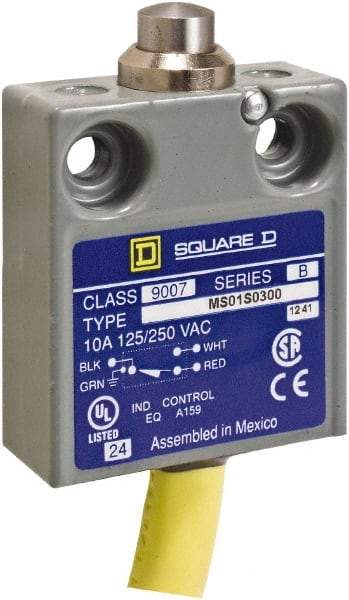 Square D - SPDT, NC/NO, Prewired Terminal, Plunger Actuator, General Purpose Limit Switch - 1, 2, 4, 6, 6P NEMA Rating, IP67 IPR Rating, 80 Ounce Operating Force - Caliber Tooling