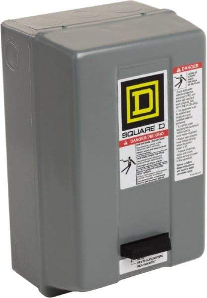 Square D - 220 Coil VAC at 50 Hz, 240 Coil VAC at 60 Hz, 27 Amp, NEMA Size 1, Nonreversible Enclosed Enclosure NEMA Motor Starter - 3 hp at 1 Phase, 1 Enclosure Rating - Caliber Tooling