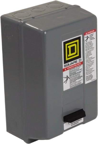 Square D - 600 Coil VAC, 27 Amp, NEMA Size 1, Enclosed Enclosure NEMA Motor Starter - 1 Phase hp: 7 1/2 at 200 Volt, 7 1/2 at 230 Volt, 3 Phase hp: 10 at 460 Volt, 10 at 575 Volt, 1 Enclosure Rating - Caliber Tooling