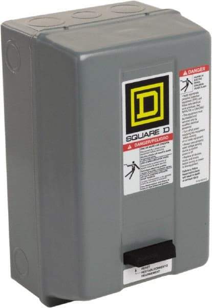 Square D - 110 Coil VAC at 50 Hz, 120 Coil VAC at 60 Hz, 9 Amp, Nonreversible Enclosed Enclosure NEMA Motor Starter - 1 hp at 1 Phase, 1 Enclosure Rating - Caliber Tooling