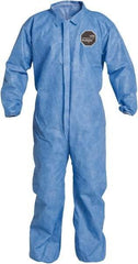 Dupont - Size 3XL Film Laminate General Purpose Coveralls - Blue, Zipper Closure, Elastic Cuffs, Elastic Ankles, Sewn Seams - Caliber Tooling