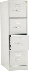 Hon - 15" Wide x 52" High x 26-1/2" Deep, 4 Drawer Vertical File with Lock - Steel, Light Gray - Caliber Tooling