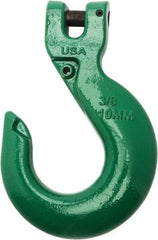 Campbell - 3/8" Chain Diam, 100 Chain Grade Clevis Hook - 8,800 Lb Capacity, 1/2" ID, 1/2" Pin Diam, 1-15/32" Hook Throat - Caliber Tooling