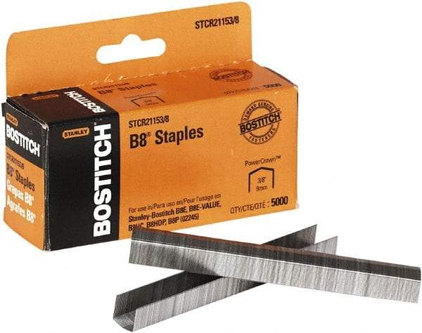 Stanley Bostitch - 0.38" Leg Length, Steel Standard Staples - 45 Sheet Capacity, For Use with Bostitch B8 Staplers - Caliber Tooling