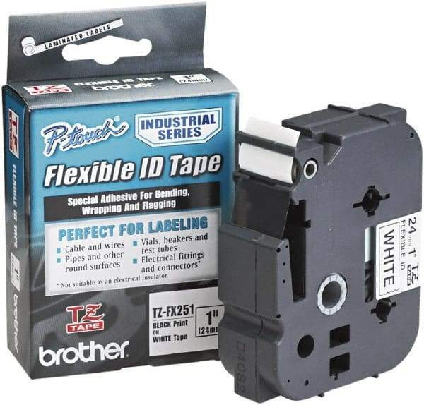 Brother - 1" Wide x 314.4" Long, White Plastic/Paper Tape Cassette - For Label Maker - Caliber Tooling