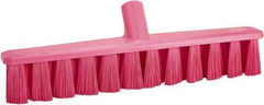 Vikan - 15.25" Fine Particle Polyester Push Broom - 1-7/8" Bristle Length, Plastic Block, European Threaded Handle Connection, Handle Sold Separately - Caliber Tooling