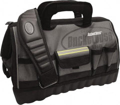 Bucket Boss - 14 Pocket Gray & Black Polyester Tool Bag - 18" Wide x 11" Deep x 13" High - Caliber Tooling