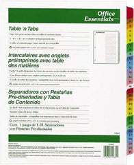 Office Essentials - 11 x 8 1/2" 1 to 31" Label, 31 Tabs, 3-Hole Punched, Preprinted Divider - Multicolor Tabs, White Folder - Caliber Tooling