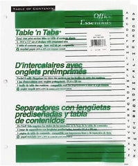 Office Essentials - 11 x 8 1/2" A to Z Label, 26 Tabs, 3-Hole Punched, Preprinted Divider - White - Caliber Tooling