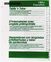 Office Essentials - 11 x 8 1/2" 1 to 31" Label, 31 Tabs, 3-Hole Punched, Preprinted Divider - White - Caliber Tooling