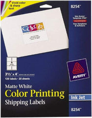 AVERY - 3.33" Wide x 4" Long, Matte White Paper Inkjet Label - For Inkjet Printers - Caliber Tooling