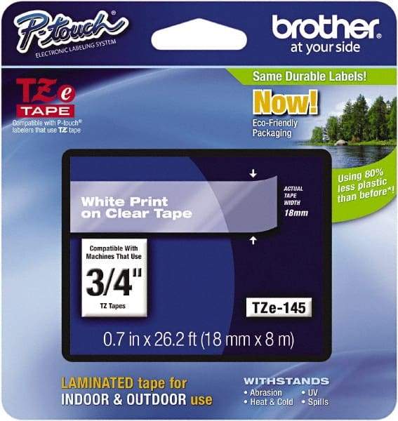 Brother - 3/4" Wide x 314.4" Long, Clear Plastic/Paper Tape Cassette - For Label Maker - Caliber Tooling