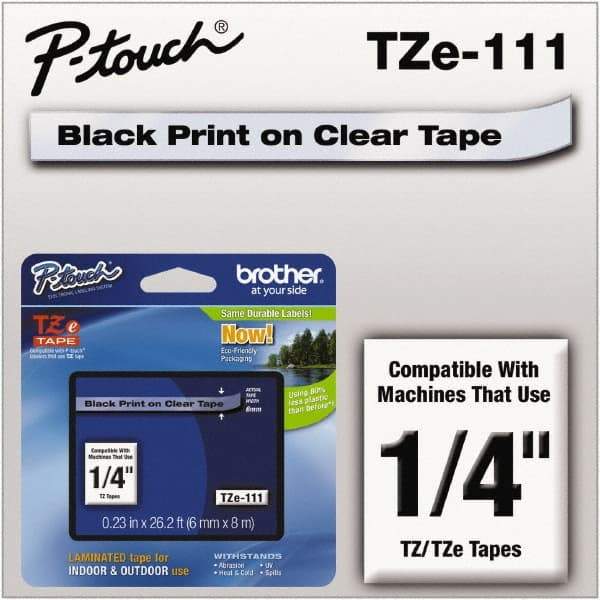 Brother - 1/4" Wide x 314.4" Long, Clear Plastic/Paper Tape Cassette - For Label Maker - Caliber Tooling