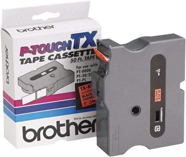 Brother - 1" Wide x 600" Long, Fluorescent Orange Tape Cassette - For Label Maker - Caliber Tooling