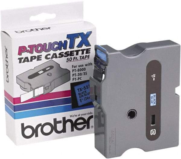 Brother - 1" Wide x 600" Long, Blue Tape Cassette - For Label Maker - Caliber Tooling