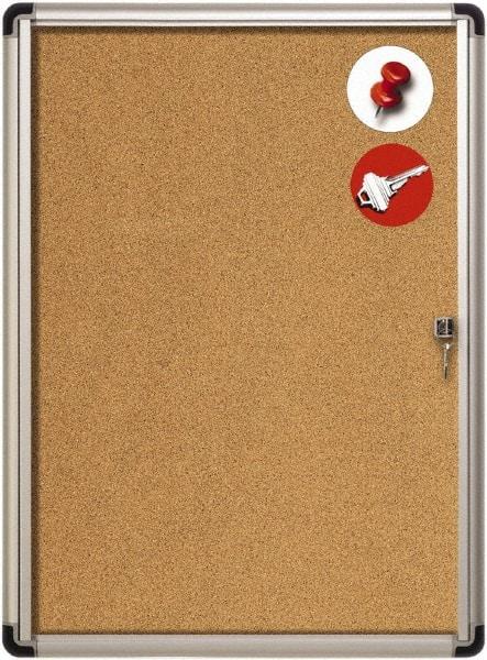 MasterVision - 28" Wide x 38" High Enclosed Cork Bulletin Board - Aluminum Frame, Tan & Aluminum - Caliber Tooling