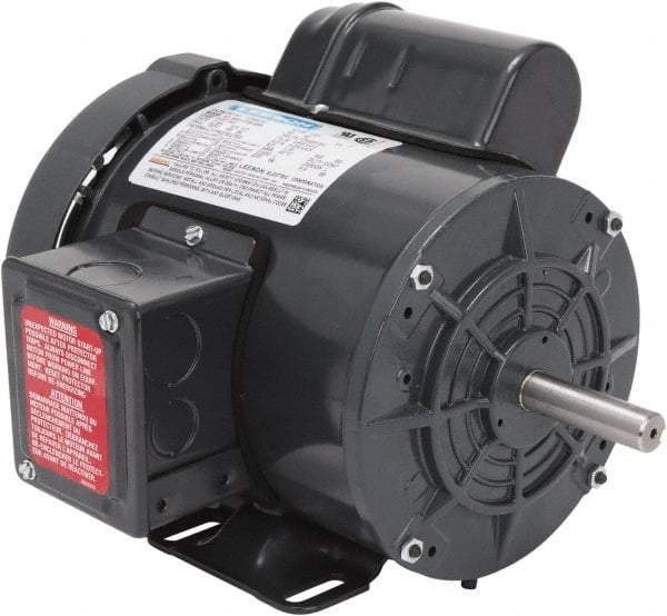 Leeson - 3/4 Max hp, 1,800 Max RPM, Capacitor Start Electric AC DC Motor - 115-208/230 V Input, Single Phase, 56 Frame, Rigid Base Mount, TEFC Enclosure - Caliber Tooling