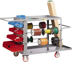 Little Giant - 24" Wide x 65" Long x 35" High Wire Spool Cart - 2 Shelf, Steel, 2 Rigid/2 Swivel Casters - Caliber Tooling