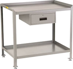 Little Giant - 1 Drawer, 2 Shelf Workstation - 2,000 Lb Capacity, Steel with Flush Front Edge Top, Gray, 24" Wide x 39" High x 48" Long - Caliber Tooling