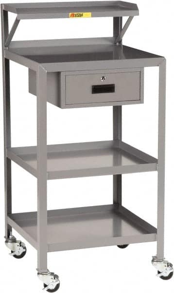 Little Giant - 1,000 Lb Capacity, 3 Shelf, 1 Drawer Mobile Shop Desk - 36" Wide x 24" Deep x 52" High, Steel - Caliber Tooling