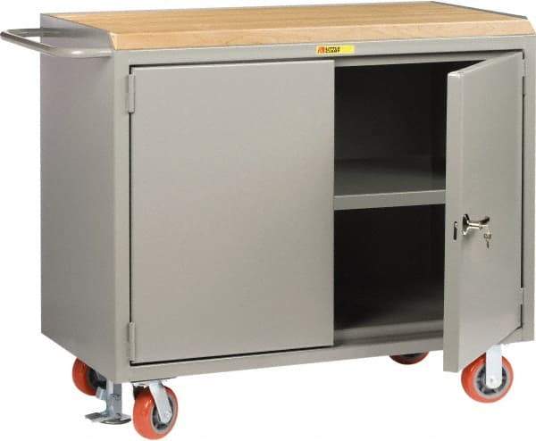 Little Giant - 3,600 Lb Capacity, 2 Door Mobile Service Bench - 41" Wide x 24" Deep x 43" High, Steel, Gray - Caliber Tooling