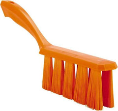 Vikan - 3.9" Bristle Length, Polyester Cleaning & Finishing Brush - 3" Long x 6-1/2" Wide Head, 13" OAL, Easy Grip Handle, Orange, Polypropylene Block - Caliber Tooling