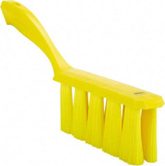 Vikan - 3.9" Bristle Length, Polyester Cleaning & Finishing Brush - 3" Long x 1-1/2" Wide Head, 13" OAL, Easy Grip Handle, Yellow, Polypropylene Block - Caliber Tooling