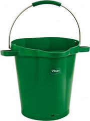 Vikan - 5 Gal, 18" High, Polypropylene Round Green Single Pail with Pour Spout - Handle Included, 15.4mm Top Length x 18.9" Top Width x 18.9" Top Diam - Caliber Tooling