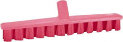 Vikan - 1-7/8" Bristle Length, Polyester Deck Scrub Brush - 1-7/8" Wide Head, 15-1/4" OAL, European Threaded Handle, Pink, Polypropylene Block - Caliber Tooling