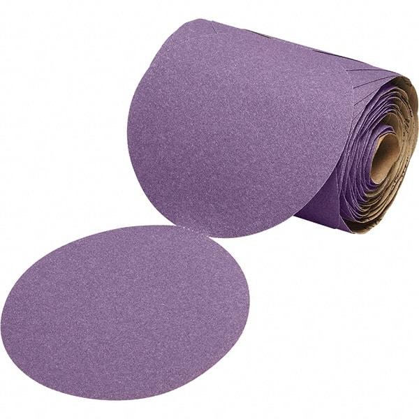 3M - 6" Diam, 220 Grit Ceramic Adhesive PSA Disc - Very Fine Grade, Purple, Paper Backing, Flexible, Use with Random Orbital Sanders - Caliber Tooling