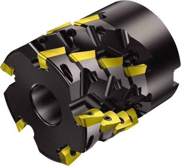 Sandvik Coromant - 18 Inserts, 50mm Cut Diam, 22mm Arbor Diam, 54mm Max Depth of Cut, Indexable Square-Shoulder Face Mill - 74.4mm High, R390-11.. Insert Compatibility, Series CoroMill 390 - Caliber Tooling