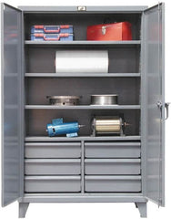 Strong Hold - 4 Shelf 6 Bin Locking Storage Cabinet - Steel, 72" Wide x 24" Deep x 72" High, Dark Gray - Caliber Tooling