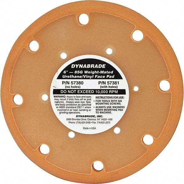 Dynabrade - 6" Diam Disc Backing Nonvacuum Replacement Pad - Medium Density, 12,000 RPM - Caliber Tooling