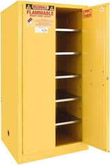 Securall Cabinets - 2 Door, 5 Shelf, Yellow Steel Standard Safety Cabinet for Flammable and Combustible Liquids - 65" High x 31" Wide x 31" Deep, Manual Closing Door, 3 Point Key Lock, 120 Gal Capacity - Caliber Tooling