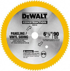 DeWALT - 6-1/2" Diam, 5/8" Arbor Hole Diam, 90 Tooth Wet & Dry Cut Saw Blade - Tungsten Carbide-Tipped, Fast Cutting Action, Diamond Arbor - Caliber Tooling