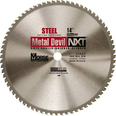 M.K. MORSE - 14" Diam, 1" Arbor Hole Diam, 66 Tooth Wet & Dry Cut Saw Blade - Steel, Standard Round Arbor - Caliber Tooling